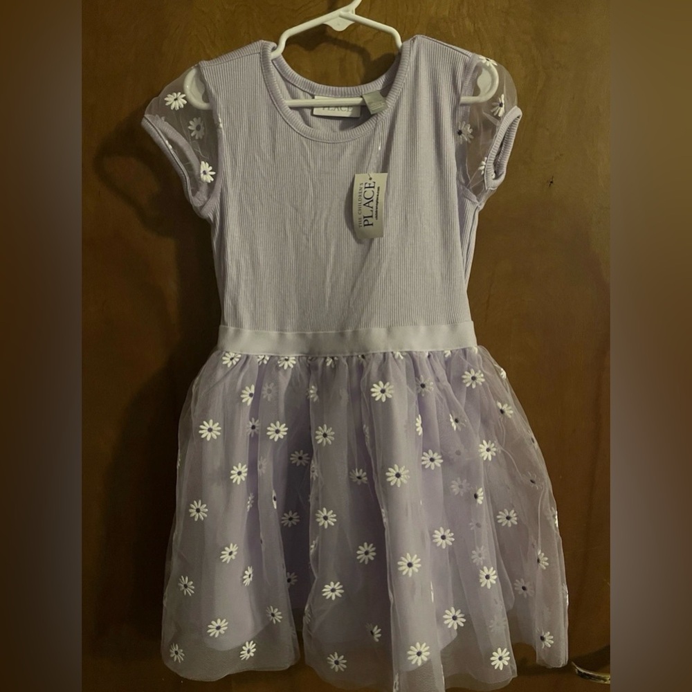 The Children's Place Lavender Dress with Daisy Tulle skirt and sleeves! Size 5T